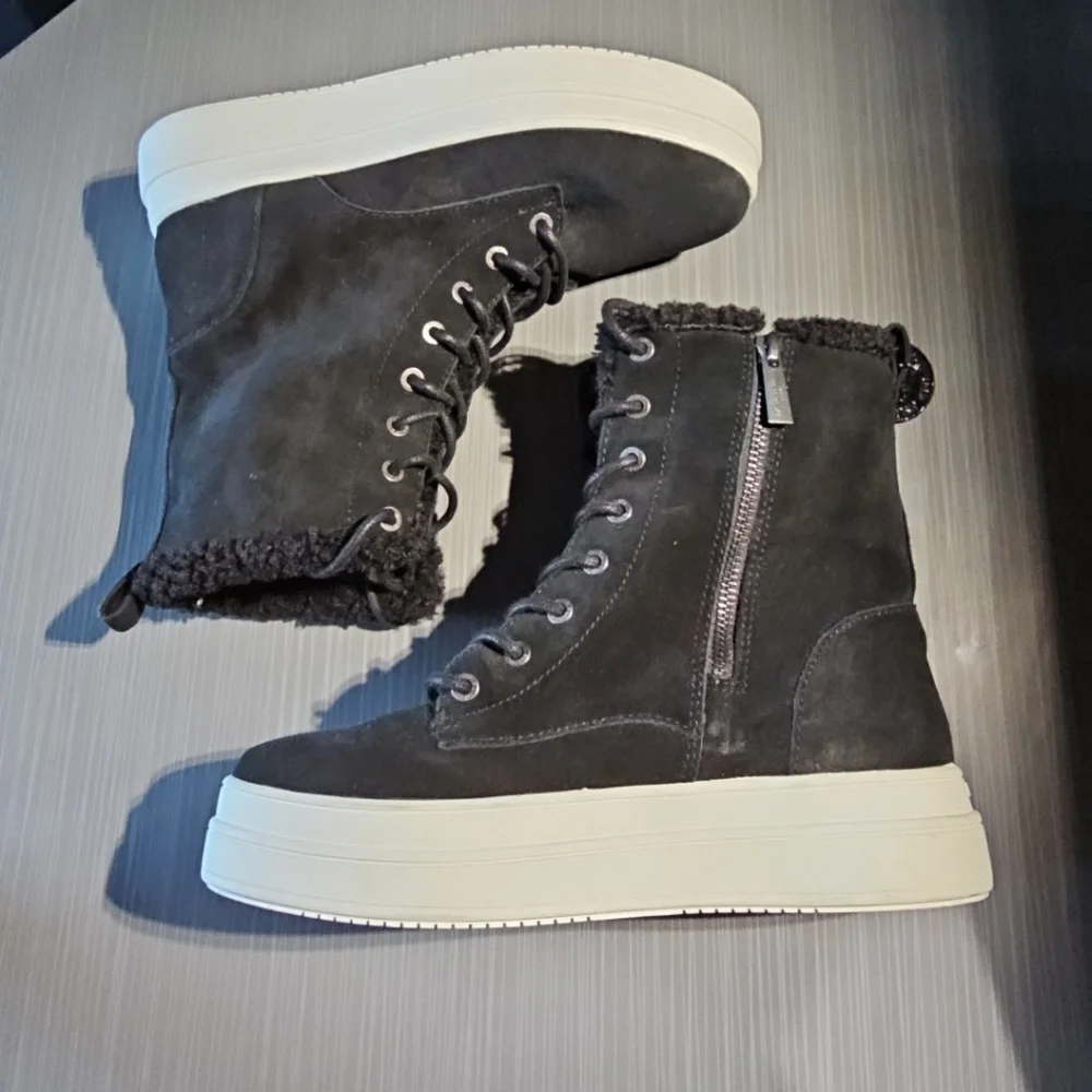 J/Slides NYC Women's Black‎ Torrie Water-Resistant Faux-Fur Boots Size 8 NWOB